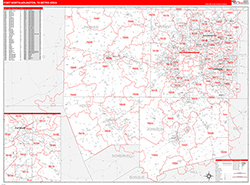 Fort Worth-Arlington Metro Area Wall Map Red Line Style 2026